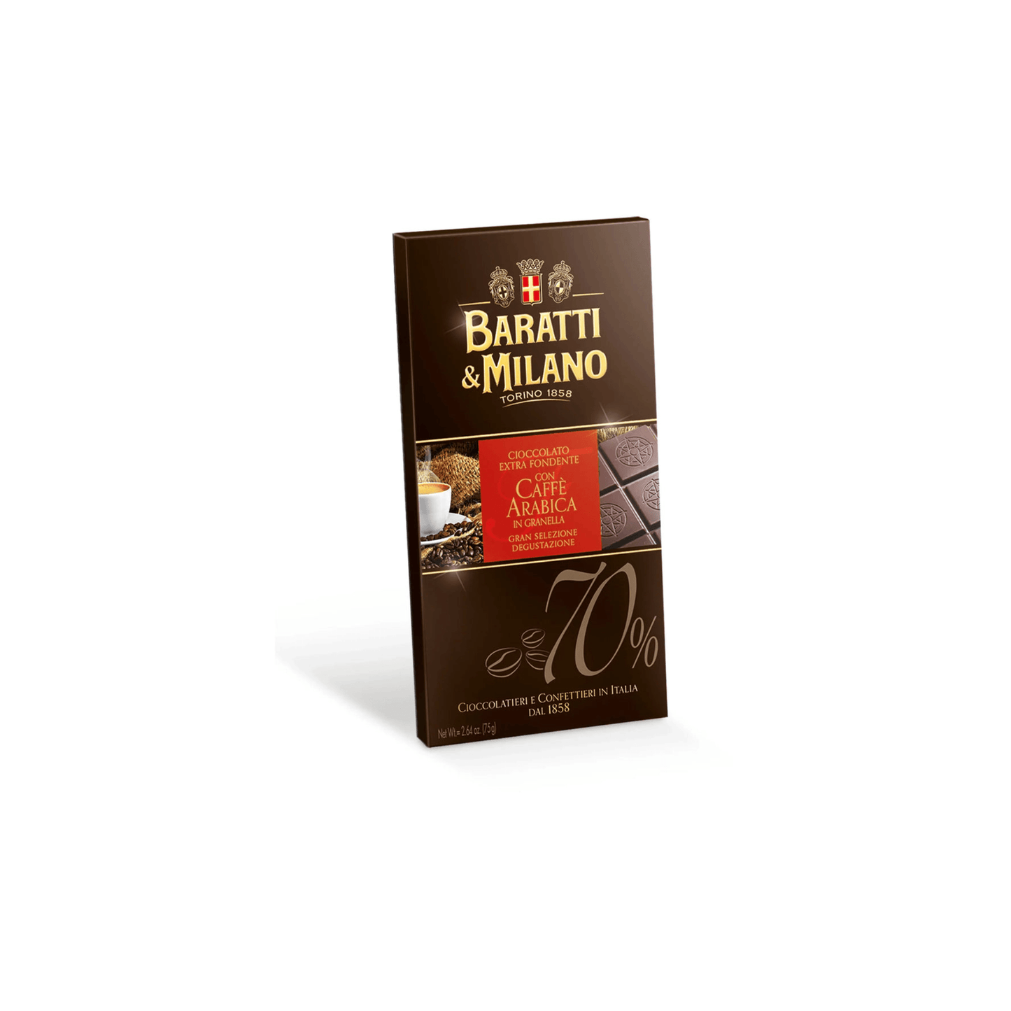 Baratti & Milano Tavoletta Extra Fondente 70% Con Caffè Arabica 75g