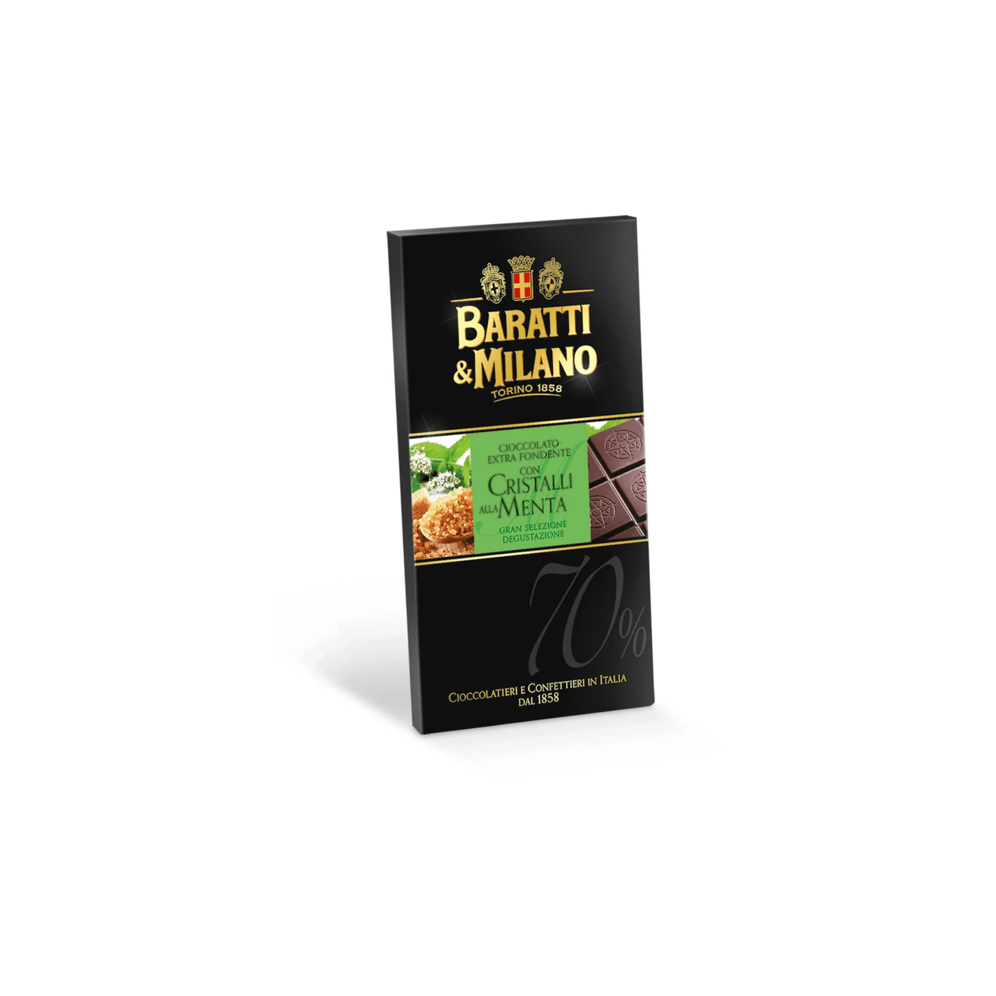 Baratti & Milano Tavoletta Extra Fondente 70% Cristalli Di Menta 75g