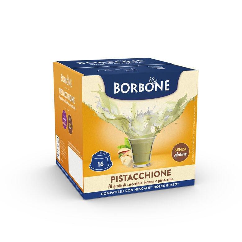 Capsule Borbone dolce gusto pistacchione 16 pz Per Bevanda Solubile Al Gusto Cioccolata Bianca E Pistacchio - Il Caffeario 1996